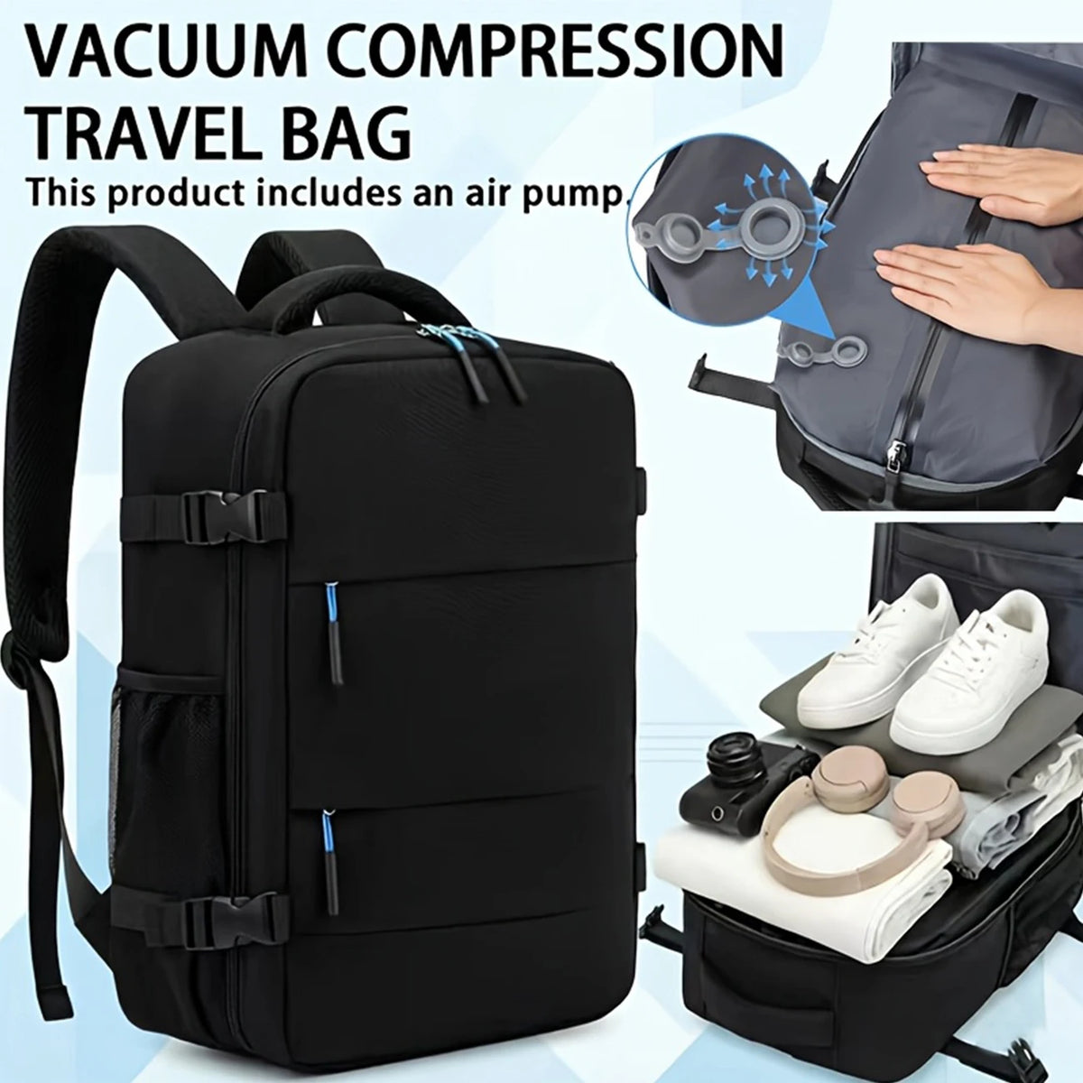 Vacuum Compression Travel Backpack — 20–35L